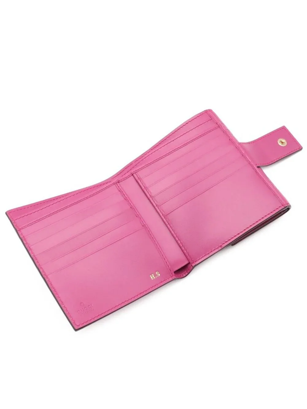 Gucci Bowy Bowie Ribbon Motif Guccissima Snap Wallet Double Leather Purple Pink